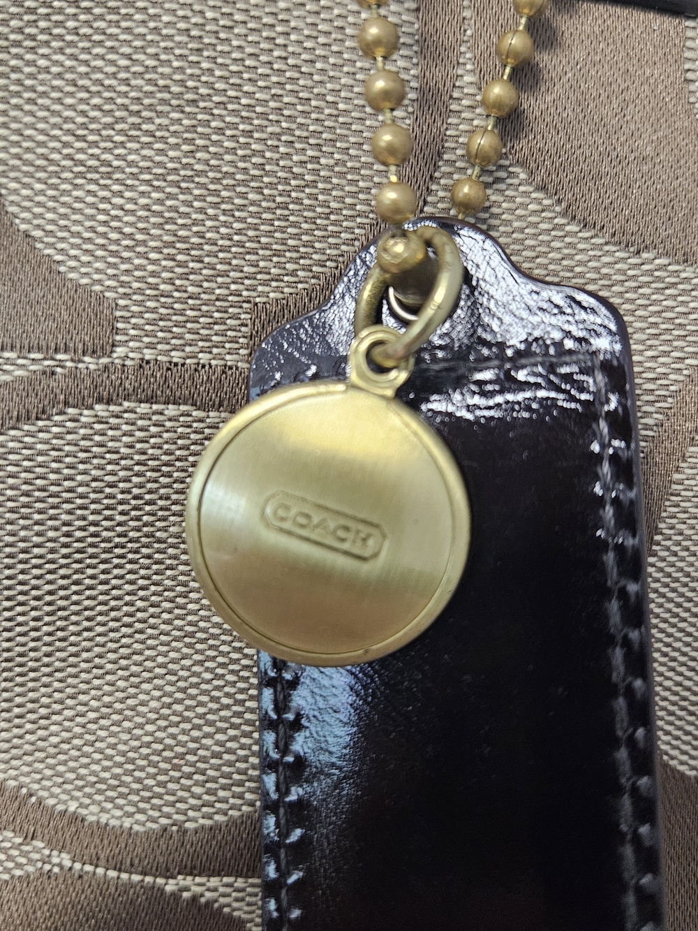 Coach Vintage Y2K Signature Stripe Patent Leather Tote Bag 12429 Chocolate Brown - Picture 4 of 10